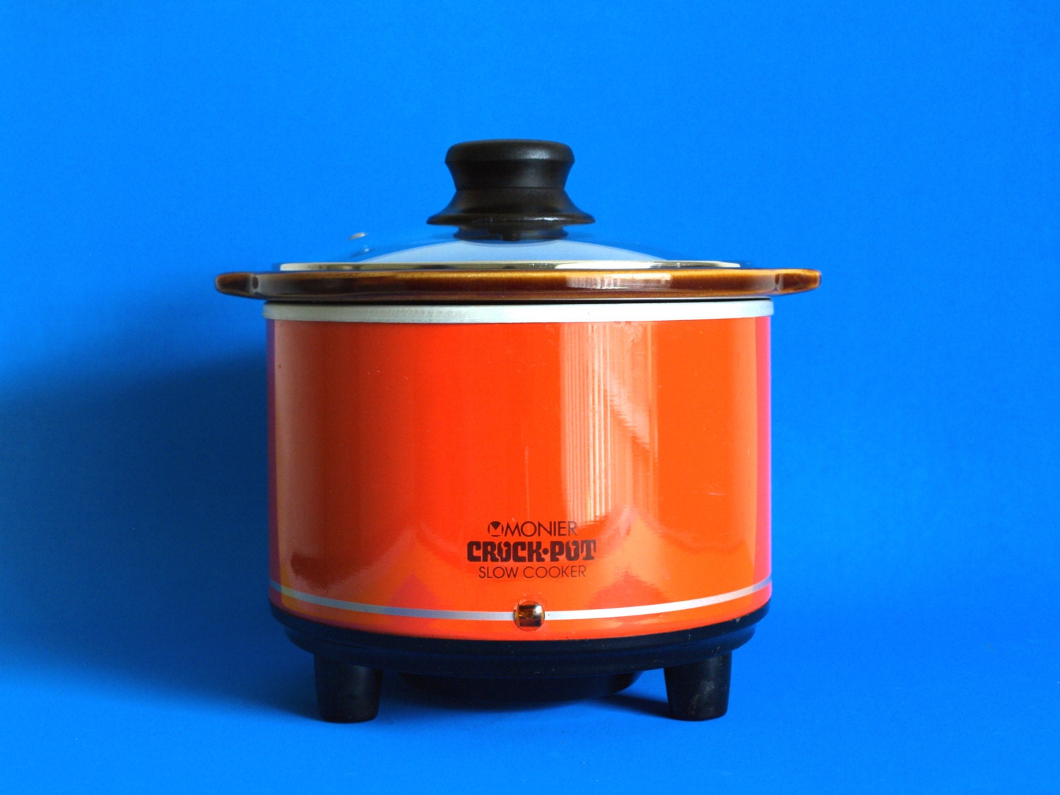 Retro Monier Crock Pot 70s Orange Red Slow Cooker Crockette
