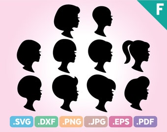 Woman Silhouette SVG Files, Woman Head Silhouette Cutting File, Woman Hair Silhouette Cuttable File, Woman SIlhouette SVG, Instant Download