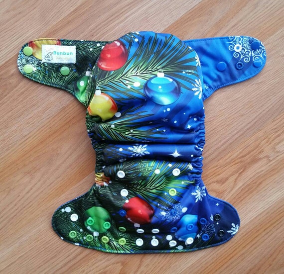 Christmas Ornament cloth diaper AIO cloth diaper one size
