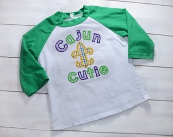 Cajun Cutie Shirt - Fleur de Lis Shirt - Girls Mardi Gras Shirt - Mardi Gras Applique Outfit - Mardi Gras Shirt - Mardi Gras Clothing