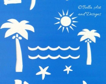 beach stencil etsy