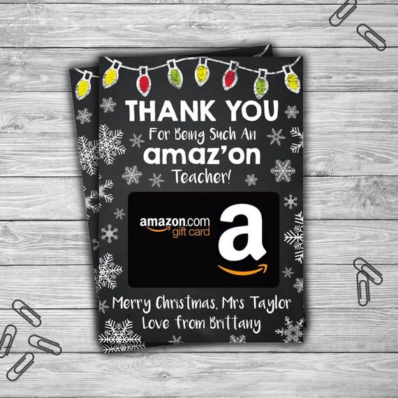 PRINTABLE Personalized Amazon Teacher Christmas Gift Card