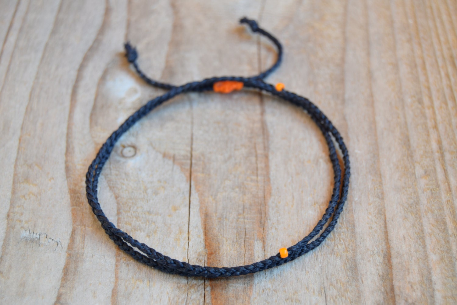 Thin braided mens bracelet mens waxed bracelet men black