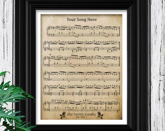 5th Anniversary Wood Gift for Men | Anniversary For Him | Custom Sheet Music Art Wood Frame | Husband Anniversary | 5 Year Anniversary