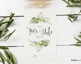 30 x save-the-date card * Green Garden *.