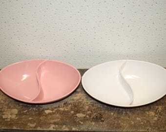 Vintage Divided Melamine Bowls