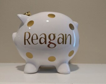 Personalized Piggy Bank.Custom Piggy Bank.Baby Shower Gift.Piggy Bank.Girl Piggy Bank.Boy Piggy Bank.Girl Bank.Boy Bank.Gold Piggy Bank