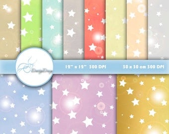 Stars Scrapbook Paper, Digital paper Stars, Printable Stars Background, Stars Paper Pack, Stars Paper, Instant Download