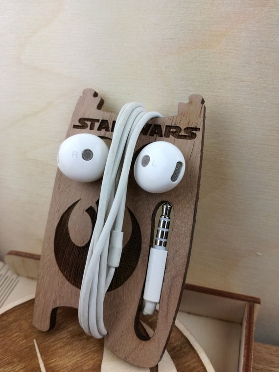 Star Wars Laser cut walnut Earphone holder for Apple InEar