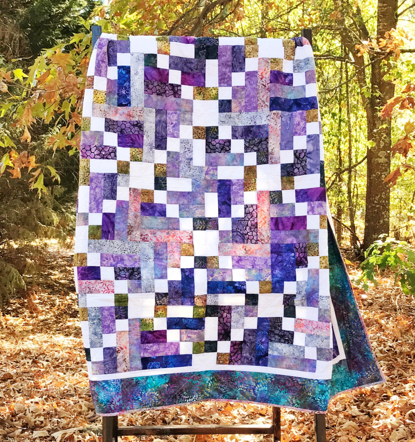 Wedding Gift Quilt Boho Style Improv Décor Throw Quilt