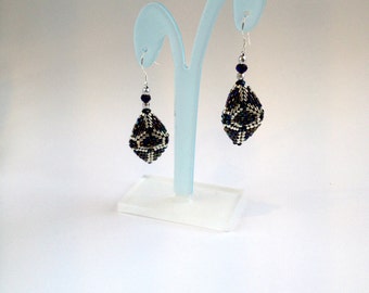 Handmade beaded peyote triangle earrings