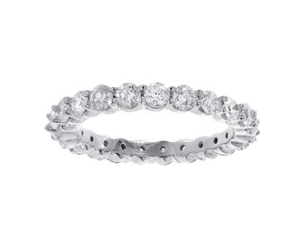 1.65 carat Round Cut Diamond Eternity Band 14k White Gold