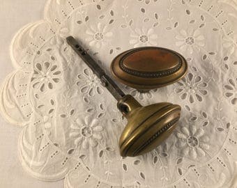 Antique Oval Brass Door Knob Set