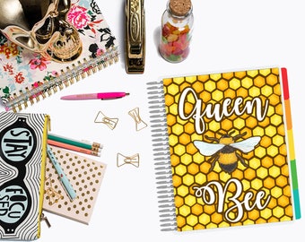 Queen Bee | Laminated Planner Cover for Erin Condren, Plum Paper, Happy Planner, LimeLife, Recollections, A5 & Personal Dashboards