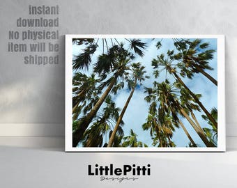 Palm tree wall art, palm tree decor, tropical wall art, printable wall art, palm tree poster, california wall art, digital wall art, palms