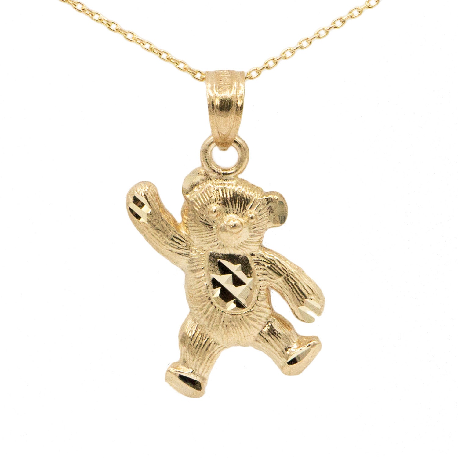 10k Yellow Gold Teddy Bear Necklace