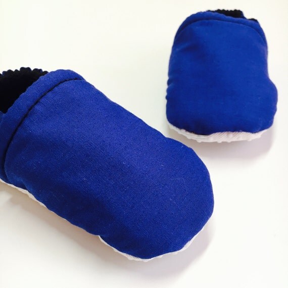 Extra Wide Navy Blue Soft Baby Walking Shoes For Chubby Feet