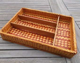range-covered vintage wicker basket flatware - silverware basket rack vintage Wicker covered