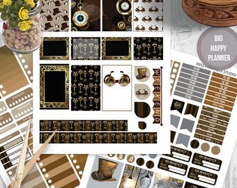 Steampunk Printable Planner Stickers Kit BIG MAMBI Happy planner Monthly /Weekly Kit,Printable Sampler,Instant download BIG Happy