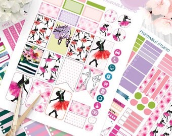 Ballerinas Planner Stickers Printable, Ballet HAPPY PLANNER, Monthly/Weekly Kit,Printable Sampler, Happy planner kit,Instant download