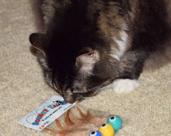 Cat Toy : Bouncy Tails (3-pack & all natural feathers) Monthly Donations!!!