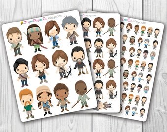 TWD Stickers, Zombie Apocalypse, Walking Dead, Kawaii, Cute Stickers, Planner Stickers, Pretty, Erin Condren, ECLP