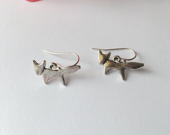 Antique Silver Little Fox Earrings.