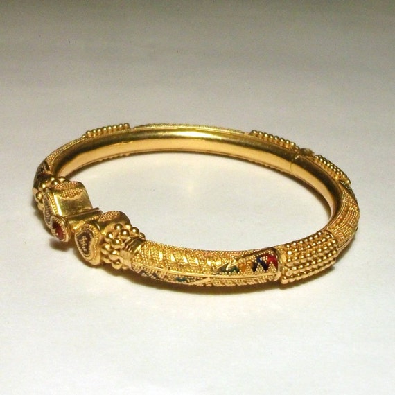 22k Gold Bangle 22ct Indian Vintage Solid Hinged Antique Free Nude