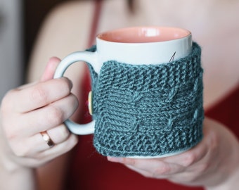 Coffee cup cozy Cup cozy Coffee cup sleeve Green cup sleeve Green cup cozy Coffee cozy Green mug cozy Tea cozy Handmade cozy Holiday gift