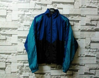 Vintage Athletic work windbreaker zip up multicolor neon color adidas windbreaker nike windbreaker