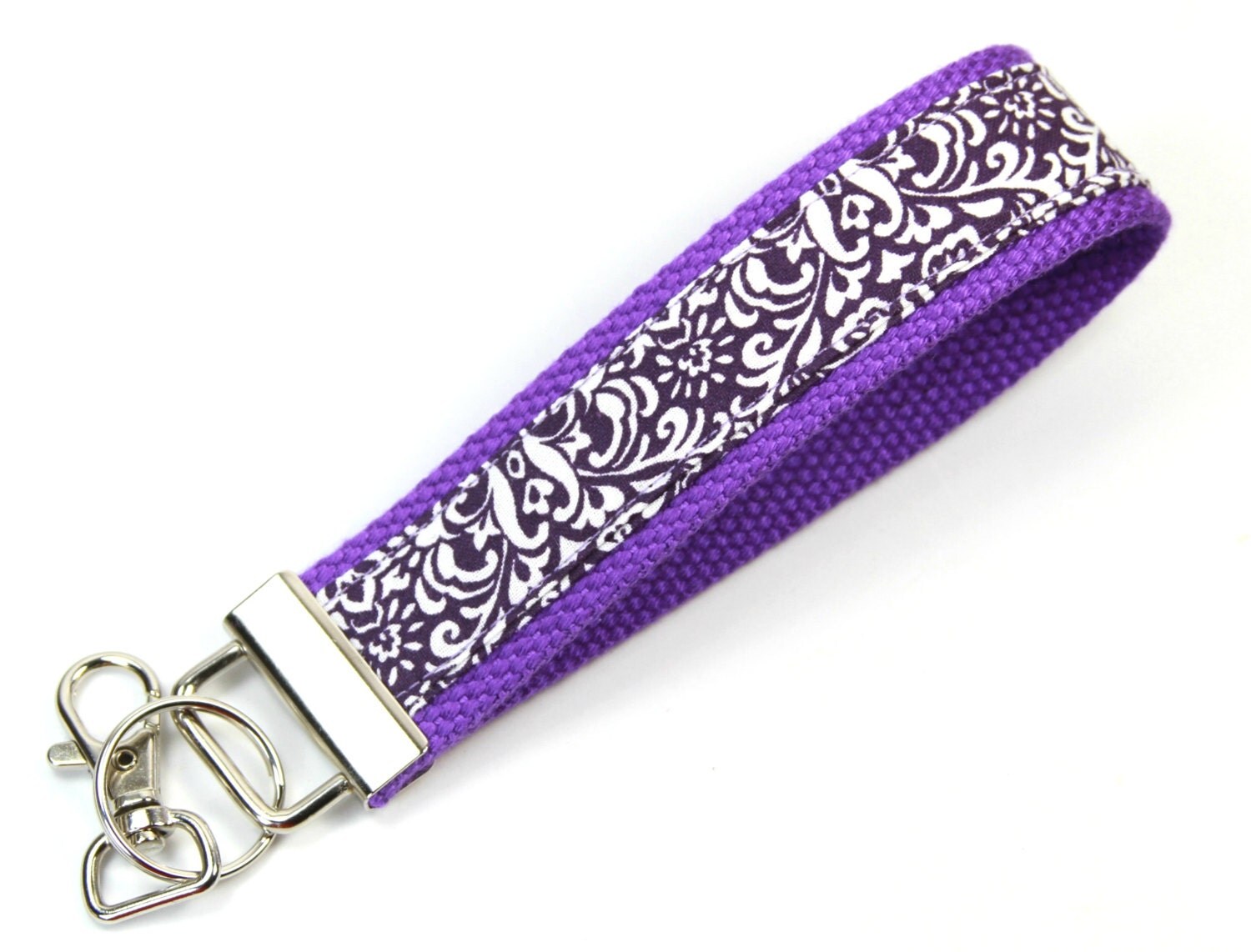 PURPLE SWIRL Fabric Key chain Purple Key fob Purple