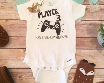 Player 3 Has Entered The Game Onesie®, Pregnancy Reveal Onesie, Funny Baby Gift, Newborn Boy, Baby Shower, Video Game Pregnancy Announcement