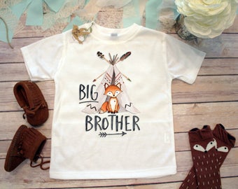Big Brother Shirt, Brother Fox Shirt, Hipster Baby Clothes, Boho Baby Clothes, Big Brother Little Brother, Toddler Fox Shirt, Teepee, Family