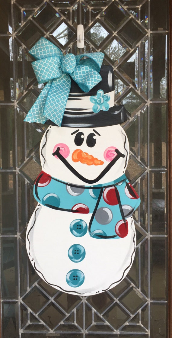 Snowman door hanger Winter snowman door hanger bright snowman