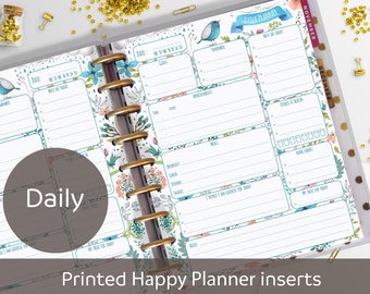 PRINTED Daily Happy Planner Inserts, Daily Planner Refill, Printed & Punched, Daily Schedule, Day Organizer, Blue, Discbound planner pages