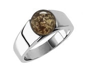 Pet Memorial Ring, Sterling Silver Band Raised to Meet the Murano Glass Orb that Encases Pet Cremain Ashes, Unisex Sterling Silver Ring