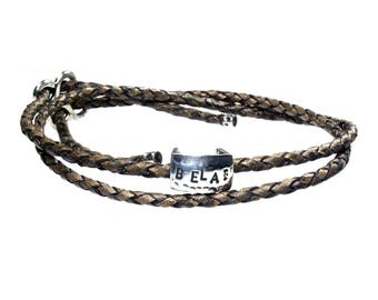 Mens ankle strap/bracelet in braided leather-one black and Brown 490-518