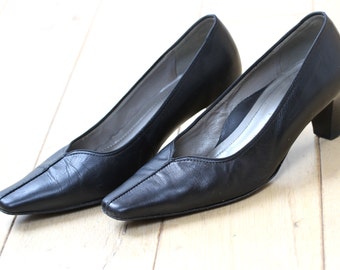 VIA MILANO Office Black Leather Shoes, UK Size 4.5