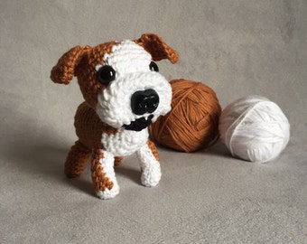Crochet English bulldog, crochet bulldog, amigurumi bulldog, miniature dog, stuffed pet, bulldog puppy, made to order, custom pet replica