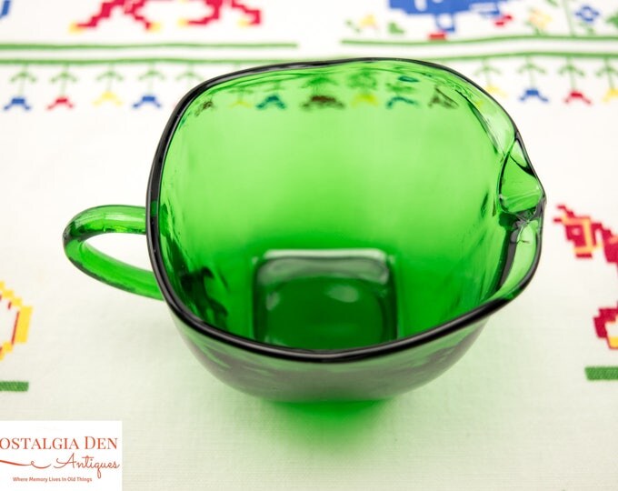 Vintage Creamer And Sugar | Anchor Hocking Forest Green | Depression Glass