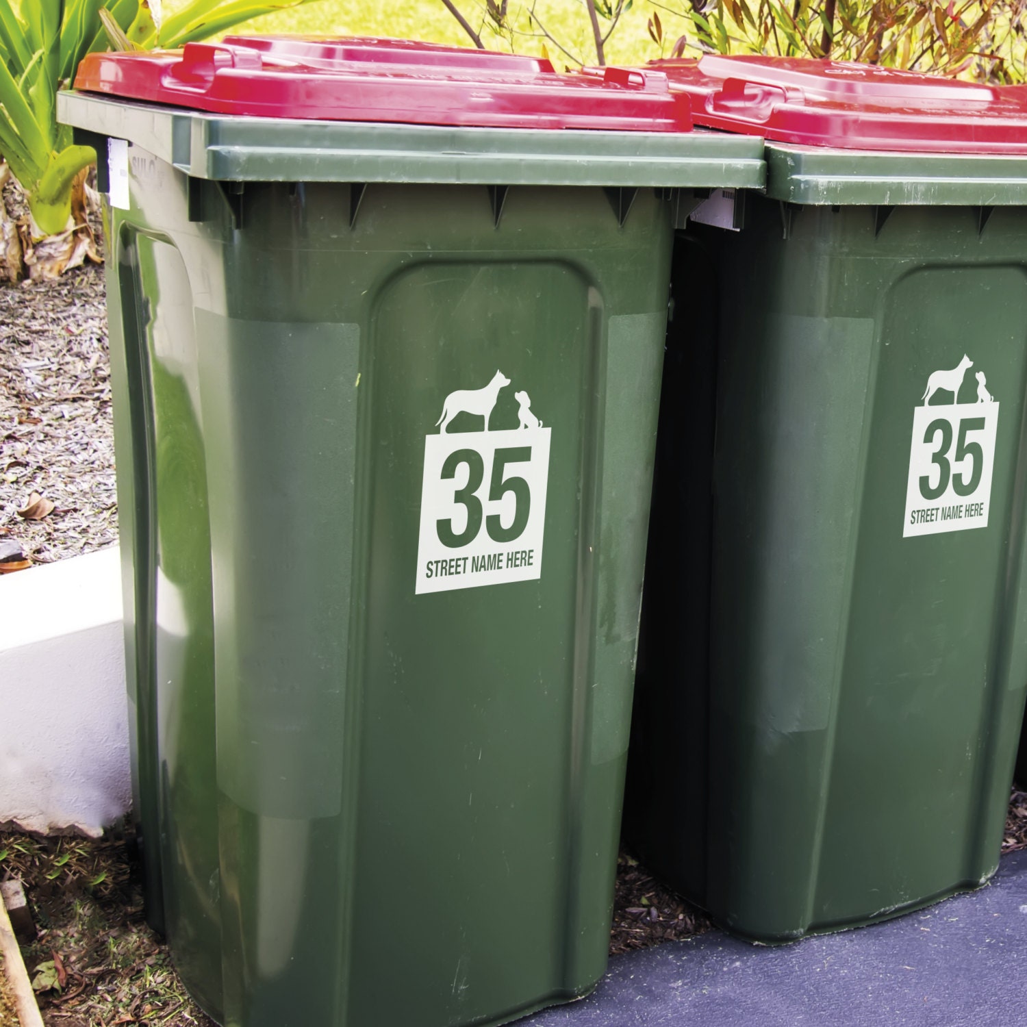 DOG WHEELIE BIN Vinyl Decals Stickers any colour Set of 3