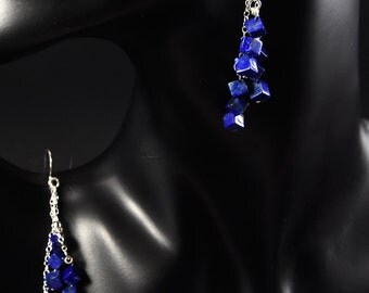 Natural lapis lazuli earrings with sterling silver.