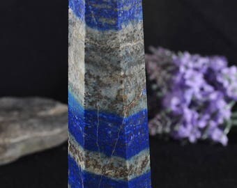 5.7”Natural Large Lapis Lazuli Tower/ Lazuli Tower/Energy Stone Ornaments/Healing stone of Lazuli tower-145*27*27mm 223g