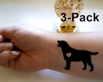 Dog Tattoos, Labrador Temporary Tattoo Stickers, Black Labradors Fake Tattoos, Jewel Flash Tattoos, Animal Tattoo Pack, Dogs Jewelry Tattoos