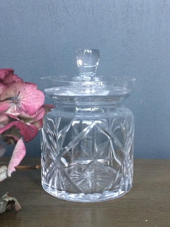 Vintage Crystal Glass Sugar Pot