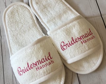 Bridal Wedding Slippers - Personalised for FREE! Bridesmaid slippers, Bride Slippers, Spa Slippers