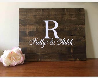 Wedding Guestbook/Alternative Guestbook/Wood Guestbook/Rustic Wood Guestbook/Rustic Wedding/Last Name Initial & first names guestbook/24x30