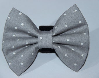 Grey & White Star Christmas Bow Tie