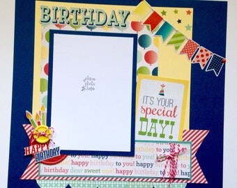 Premade Scrapbook Layout, Two pages, 12 x 12, Birthday