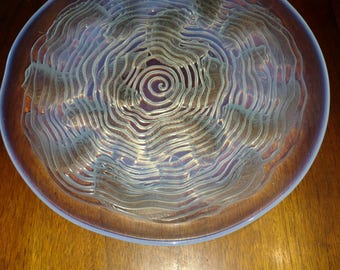 Rare Renee Lalique original 1930's Dauphins opalescent Charger 12 1/8" Spiraled Art Deco Fish